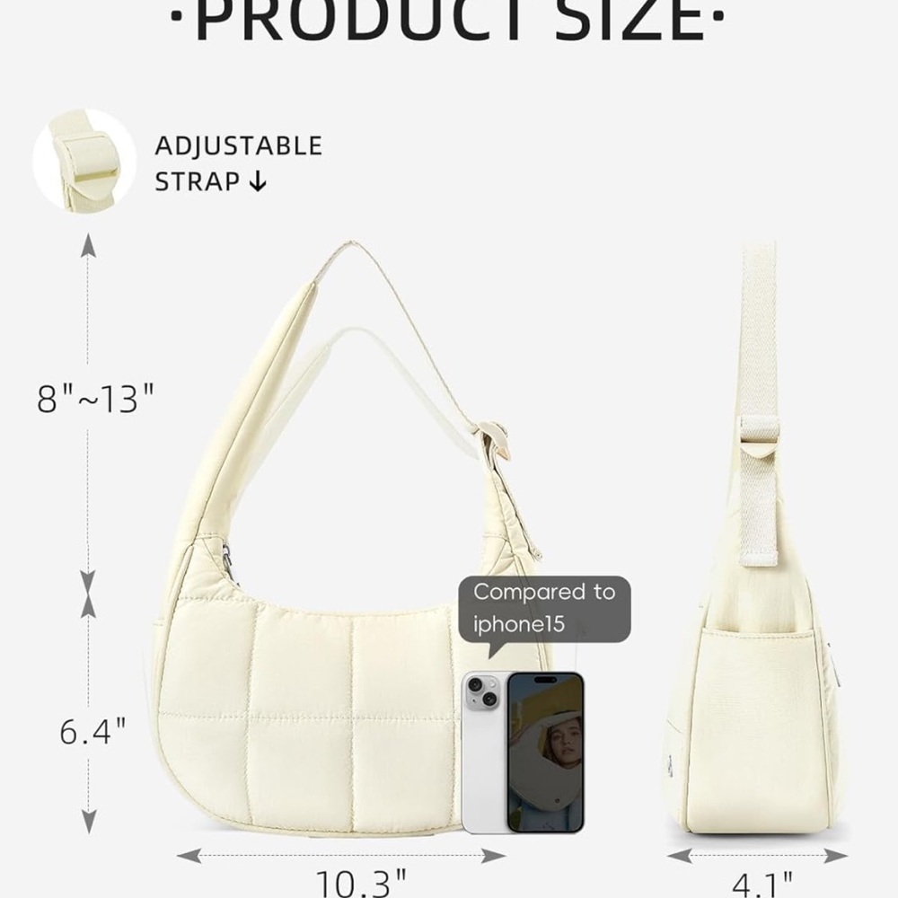 Cream Quilted Shoulder Bag - Picture 6 of 6